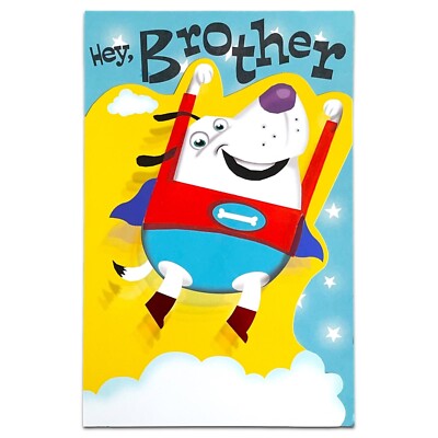 Cute BIRTHDAY Card FOR BROTHER, Super Hero Dog by American Greetings +Envelope