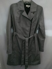 Charlotte Russe Ladies Medium Pea Coat With Belt Black Grey Plaid Zip Front