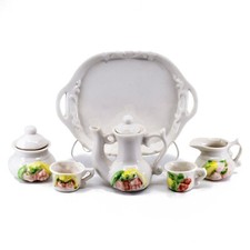 8 Piece Miniature Porcelain Tea Set Teapot Sugar Creamer Cups With Vegetables