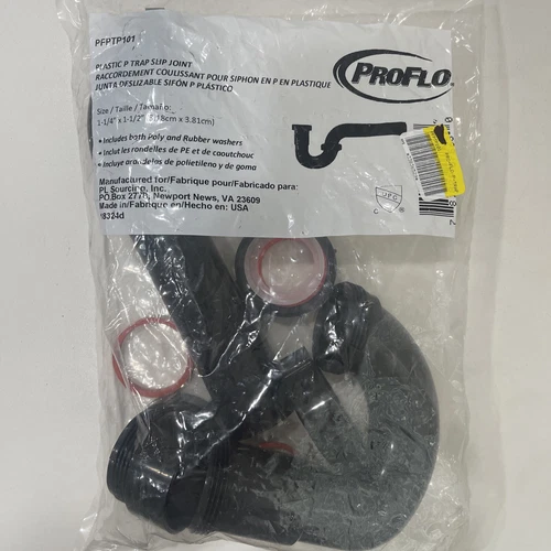 ProFlo P-Trap Slip-Joint Plastic Black 1-1/4" X 1-1/2" PFPTP101  - Picture 1 of 3