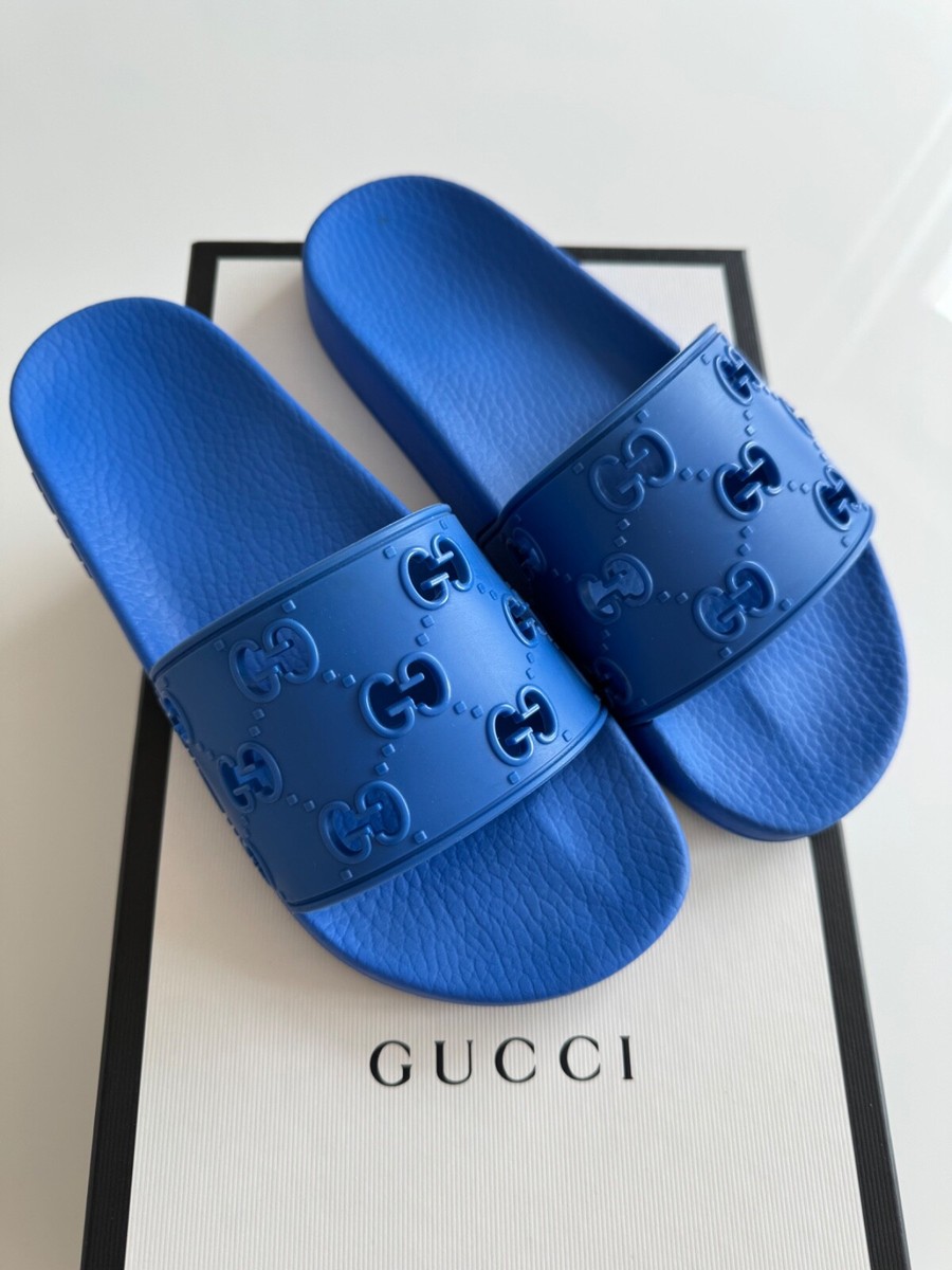 GUCCI GGパターンスライドサンダル ネイビー GUCCI Men's GG Rubber Slide Sandal Size US 6,5 | eBay
