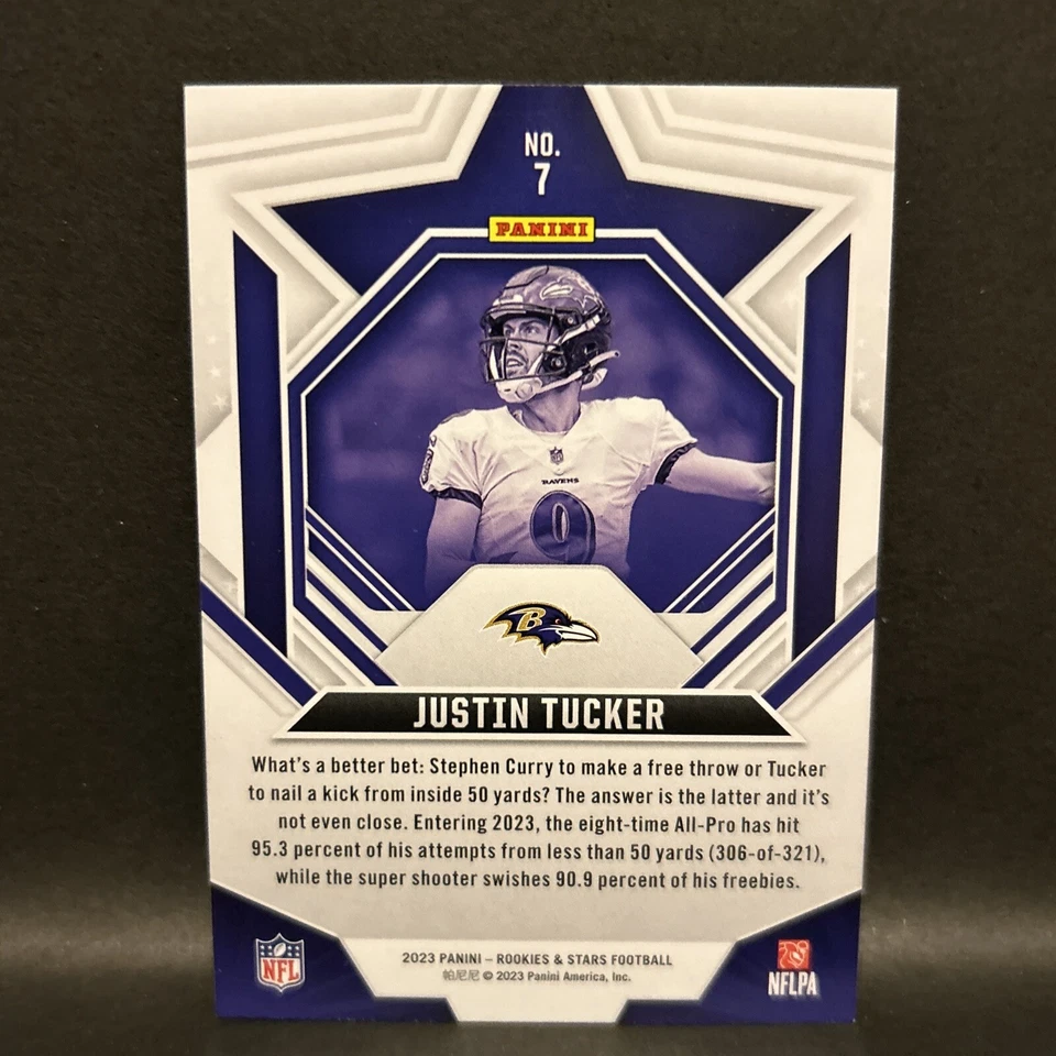 2023 Justin Tucker Panini Rookies & Stars - #7 Longevity Red  - Image 2 of 4