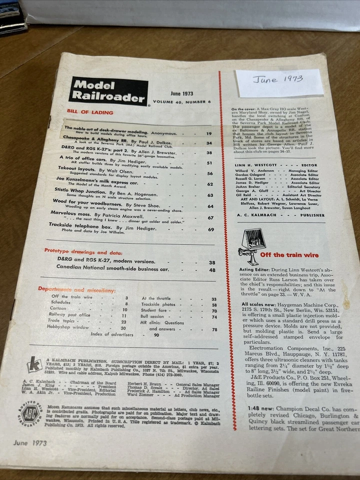 Model Railroader Magazines Jun/July 1973, Feb Apr May Nov 1974 - Image 2 of 4