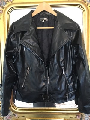 black pvc biker jacket