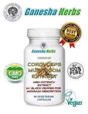 Organic CORDYCEPS SINENSIS MUSHROOM High Potency Extract Capsules - NO FILLERS!