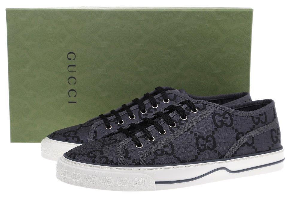 【GUCCI】GG テニス 1977 ローアップ スニーカー☆SALE中 GUCCI Tennis 1977 GG Low Top Sneakers Monogram Blue Fabric 8