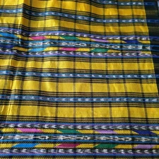 Yellow, Black, Multi, Ikat Stripe Guatemalan Handwoven Fabric