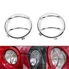Front Headlight Lamp Guard Protector Cover For Jeep Wrangler JK 2007-2017 Chrome