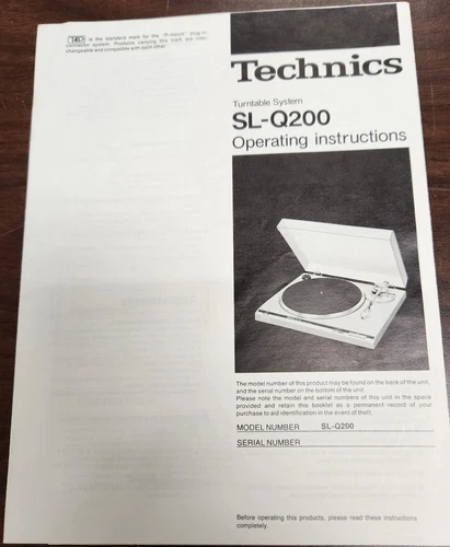 Technics SL-Q200 Turntable Operating Instructions