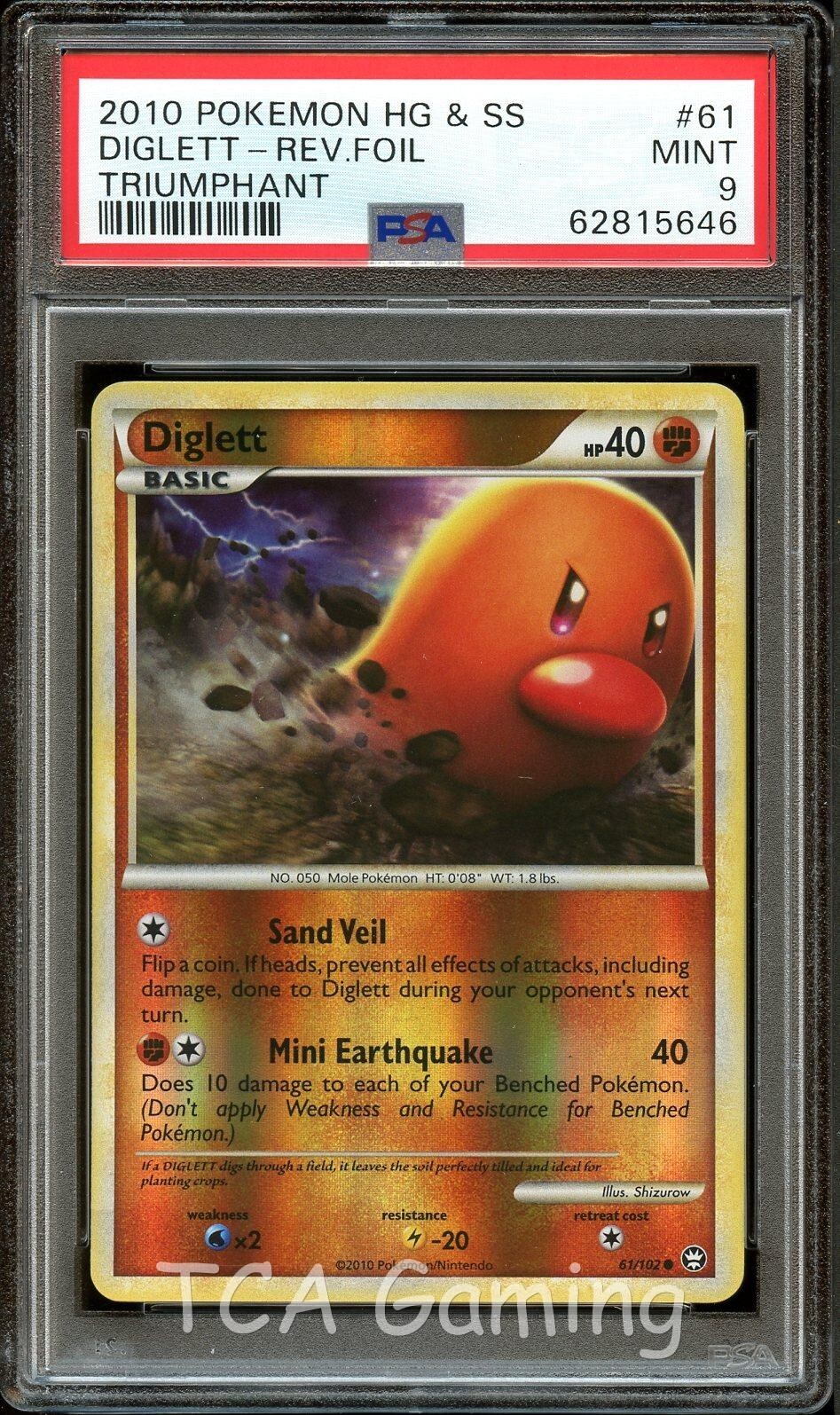 PSA 9 MINT Diglett 61/102 REVERSE HOLO Triumphant Pokemon Card 646