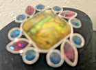 Vintage signed Lia Sophia Abalone Shell Purple Blue marquise Cut Crystals Brooch — photo 2