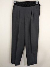 Vintage Escada Pants Women's 38 Black Wool Side Button Up