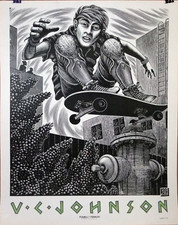 1988 Collectable Powell Peralta, VC Johnson Skateboard Poster, 2 Side 17" x 22"