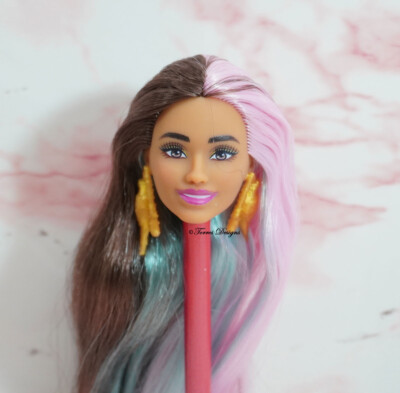 New Barbie Extra Fly Safari AA Beach Curvy Doll Head for OOAK Repair Parts