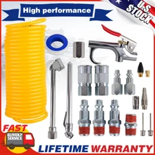 20pcs/set Air Compressor Accessory Kit Tools 25 Ft Recoil Hose 1/4" Gun Nozzles