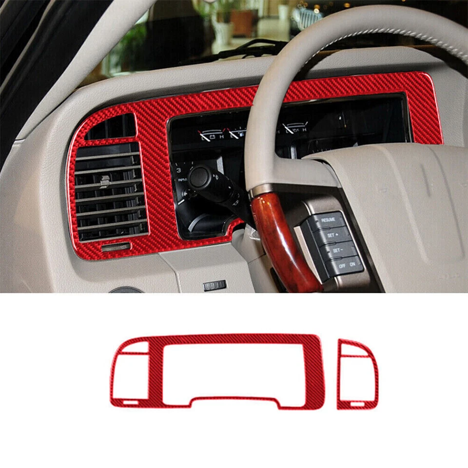 Kit interior completo de fibra de carbono rojo 31 piezas para Lincoln Navigator 07-14 Foto 2 de 4