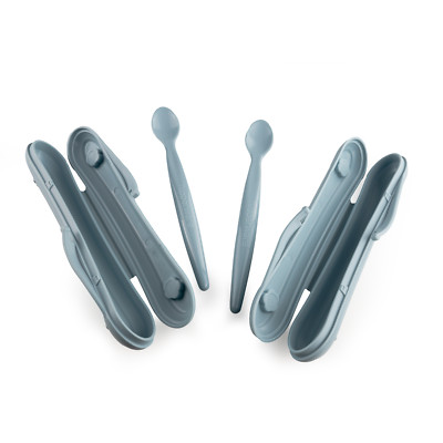 TUPPERWARE Tuppercare Baby 2x Fütterlöffel in Box/Etui Blau/Türkies