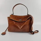 BALENCIAGA Rodeo Medium $4600 Tan Cowboy Leather Handbag New & Authentic