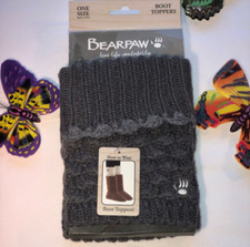 BEARPAW Gray NWT Knitted Boot Toppers One Size Women  s Leg Warmers Cuffs Winter