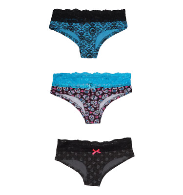 TOO FAST SET OF THREE SKULLY PANTIES 3 PANTIES WITH DIFFERENT PRINTS