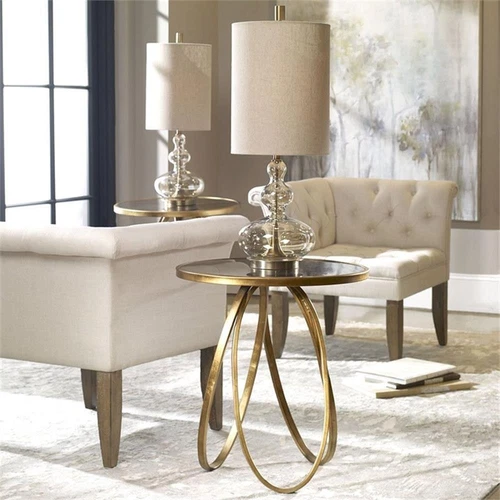 Uttermost Montrez Contemporary Metal Accent Table in Gold Finish - Picture 3 of 4