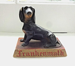 Vintage 1930s Chalkware Dachshund Dog Frankenmuth Brewing Beer Advertisin Figure
