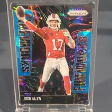 Panini 2025 Prizm Fireworks Josh Allen #23 Blue Ice Prizm 58/99 Buffalo Bills
