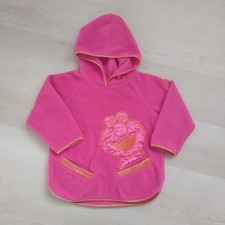 Y2K Sesame Street Elmo Girls Size 2T Fleece Hooded Sweatshirt Pink Orange VTG