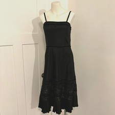 Ann Taylor LOFT size 6 Coquette French Inspired Tea Time Tiered Black Midi Dress