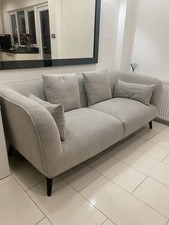 3 Seater Elegant Contemporary Cotton Sofa with Pillows - Excellent Condition 