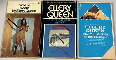 Ellery Queen mystery vintage PB - Dutch Shoe, Fourth Side Triangle, Wife Death