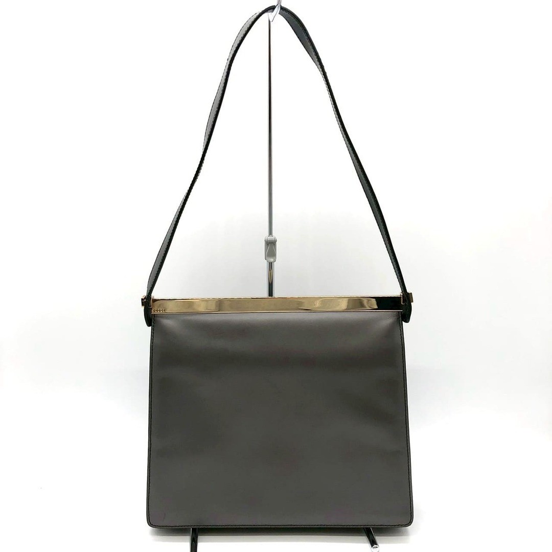Gucci Shoulder Bag Leather Gray Ladies Used From Japan
