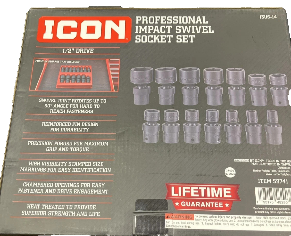ICON Professional Impact Swivel Socket Set 14pc 1/2