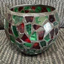 Mosaic Glass Candle Holder Tealight Candlestick Centerpiece Christmas 3.5