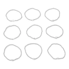 Set Of 9 Chic Silver Moon And Stars Bracelets Wristchain Charm For Everyday Wear