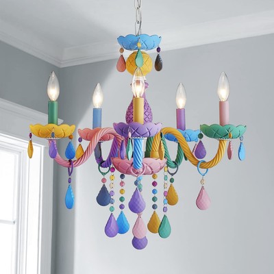 Lighting Multi Colored Crystal Chandeliers Pastel Design Perfect Colorful Cha...