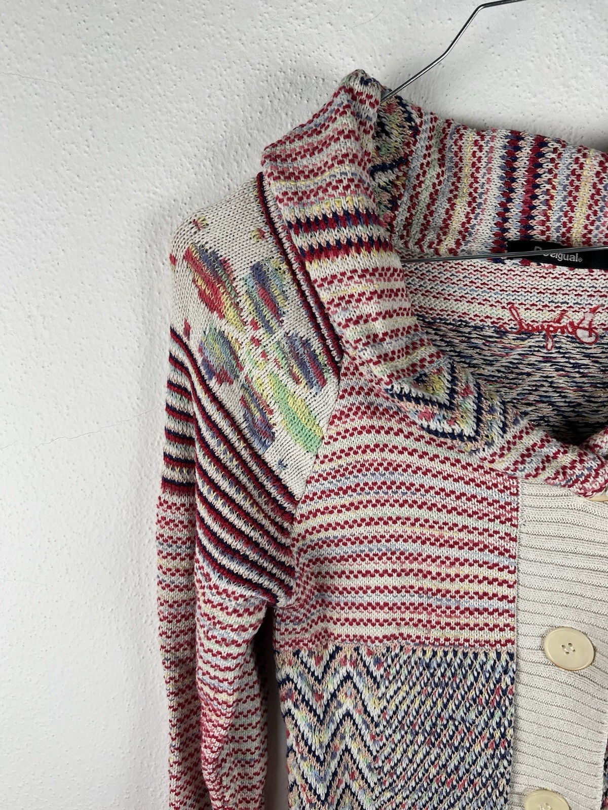 Desigual Multicolor Patchwork Patterned Knit Zip-… - image 6