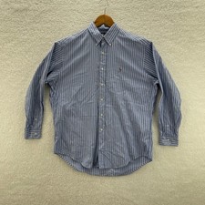 VTG Polo Ralph Lauren Shirt Mens 16 34 Blue Pinpoint Oxford Flesh Pony Preppy