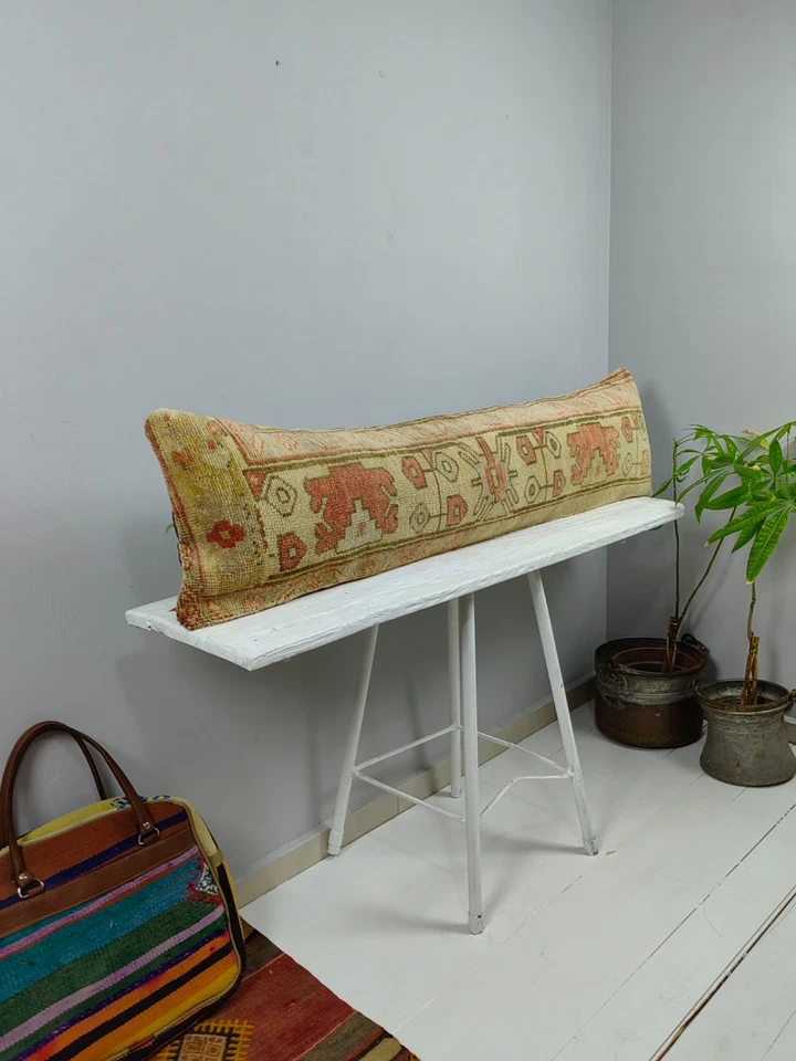 LONG BOLSTER PILLOW TURKISH RUG PILLOW LONG BED PILLOW LONG LUMBAR PILLOW DECOR - Image 2 of 4