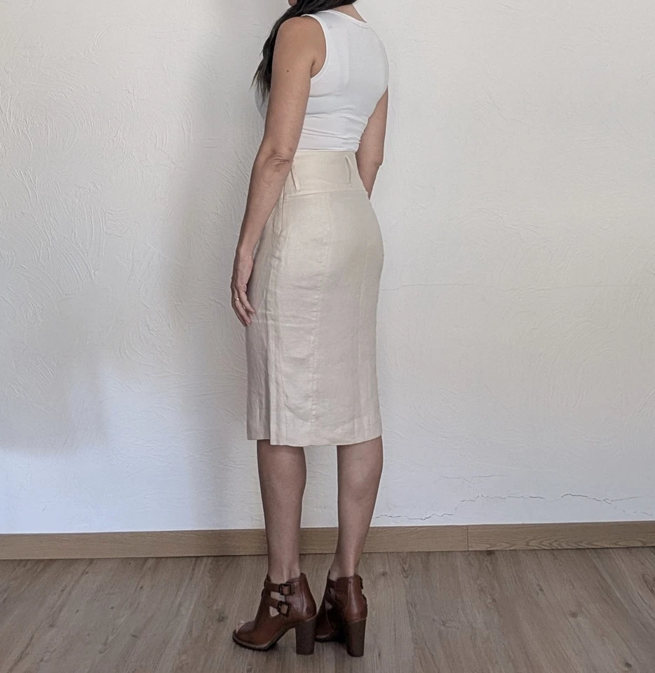 Jupe midi Massimo Dutti 100% lin crème T40/30 – convient 36/38 – neuve - Photo 2/4