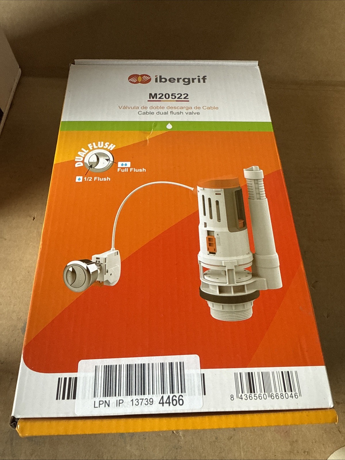 Ibergrif M20522 Toilet Dual Flush Valve with Button, 80 x 140 x 280 mm
