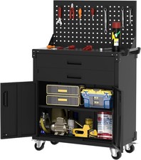 Tool Chest Cabinet Mobile Garage Workbench - 35" High with 2 Drawers