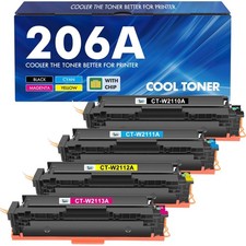 Cool Toner 206A 206X Laser Printer Toner Cartridges 4 Pack High Yield
