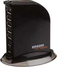 7 Port USB 2.0 Hub Tower with 5V/4A Power Adapter, Black