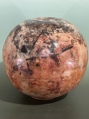 Große Fassgrube gebrannter Rauch Mond Vase Cornish Studiokeramik Liz Lane Cornwall