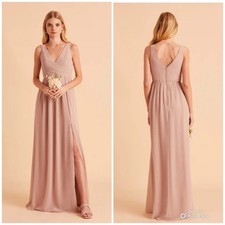 Birdy Grey Taupe Laurie Maxi Dress With Pockets Size XS Formal Bridesmaid NWT