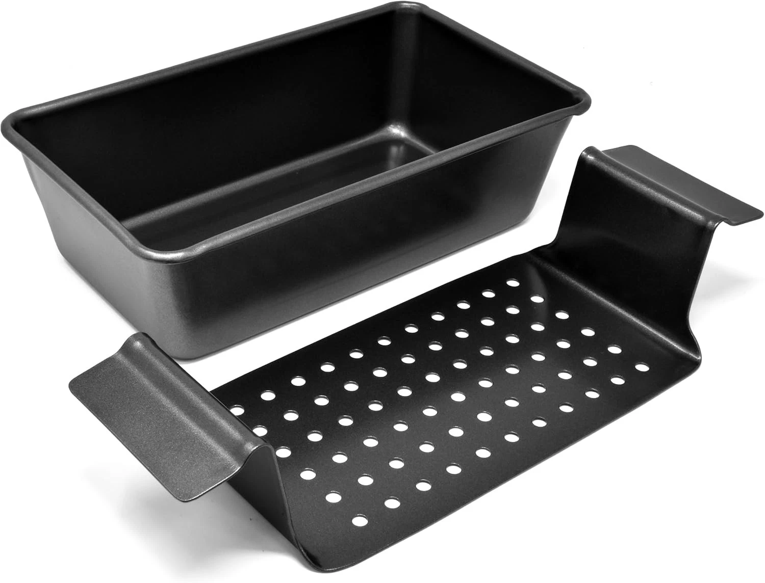 Meat Loaf Pan with Drip Tray – 2 Pc. 9.8 x 5.7 In. High-Carbon-Steel Nonstick