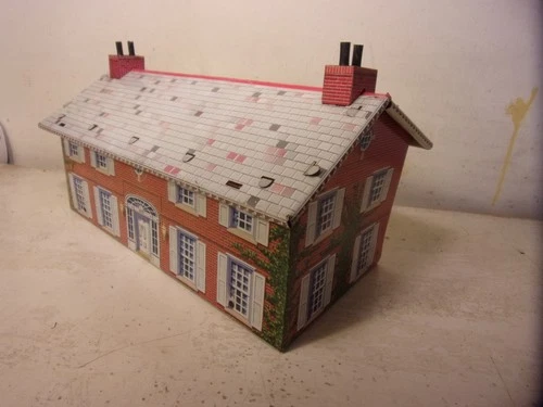 Marx Tin Litho printed Houses = superb Tin-printed  Brick Mansion-undamaged