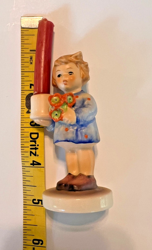 Vintage Goebel Hummel Girl Holding Flowers Candle Holder West Germany #115 TMK-6