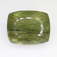 Natural Faceted Green Rutile Quartz In Cushion Shape 46.50 Carats 25x20x14 mm